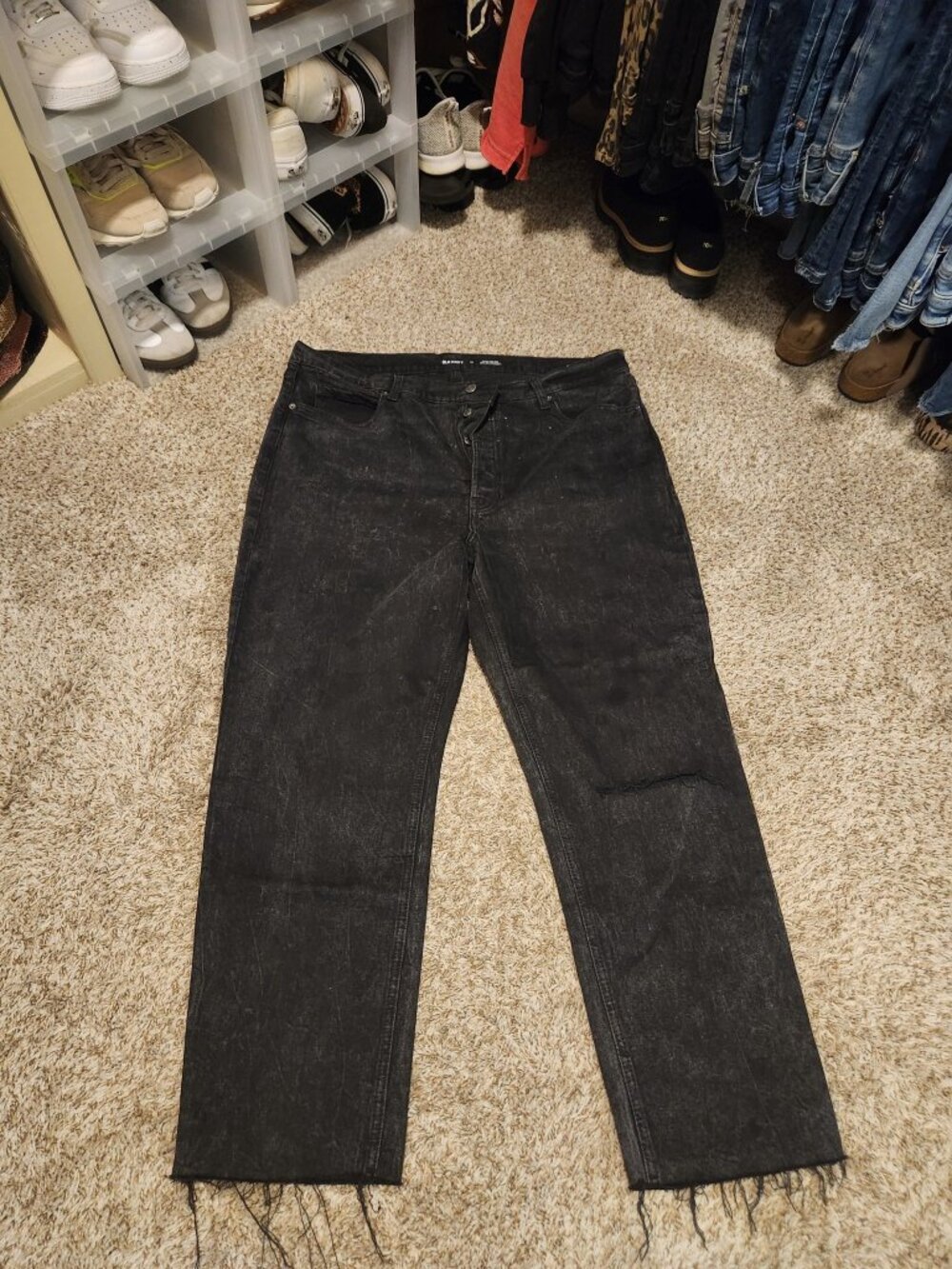 Old Navy Black Denim Distressed Jeans
